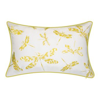 Edie@Home Indoor Outdoor Embroidered Dragonflies Throw Pillow