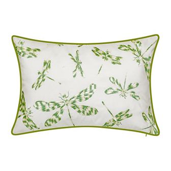 Edie@Home Indoor Outdoor Embroidered Dragonflies Throw Pillow