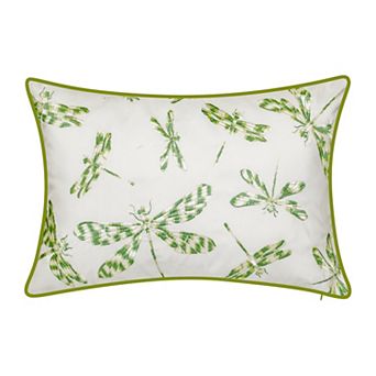 Edie@Home Indoor Outdoor Embroidered Dragonflies Throw Pillow