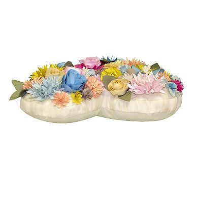 Edie@Home Indoor Outdoor Floral Heart Shaped Dimensional Throw Pillow