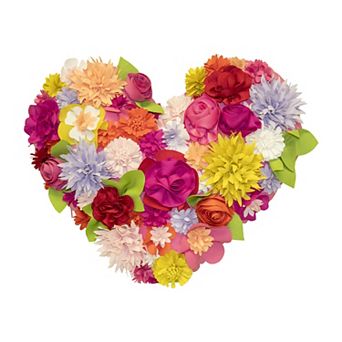 Edie@Home Indoor Outdoor Floral Heart Shaped Dimensional Throw Pillow