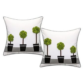 Edie@Home Indoor Outdoor Modern Dimensional Topiary 2-pack Throw Pillow Set