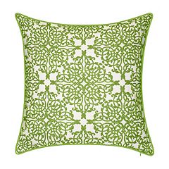 Edie@Home Indoor and Outdoor Light Blue Raffia Geometric Embroidery Lumbar 13 in. x 21 in. Decorative-Pillow