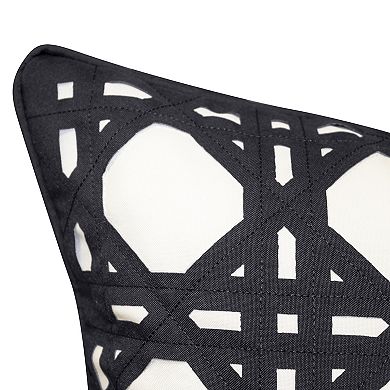 Edie@Home Indoor Outdoor Rattan Geometric Throw Pillow