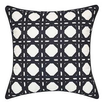 Edie@Home Indoor Outdoor Rattan Geometric Throw Pillow