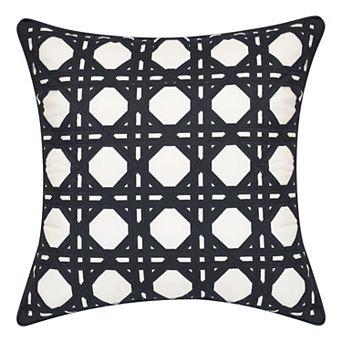 Edie@Home Indoor Outdoor Rattan Geometric Throw Pillow