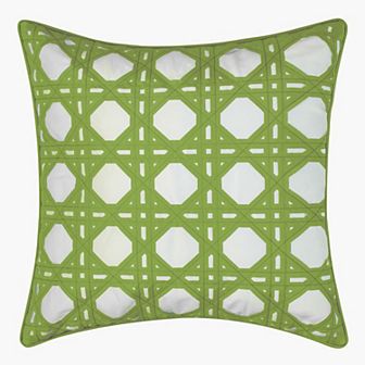 Edie@Home Indoor Outdoor Rattan Geometric Throw Pillow