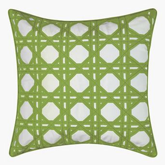 Edie@Home Indoor Outdoor Rattan Geometric Throw Pillow