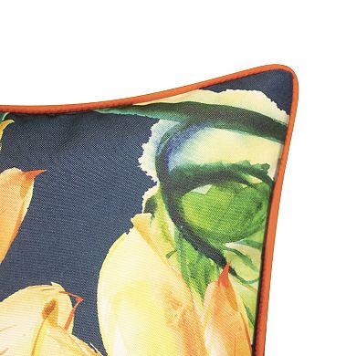 Edie@Home Indoor Outdoor Sunflower Watercolor Reversible Throw Pillow