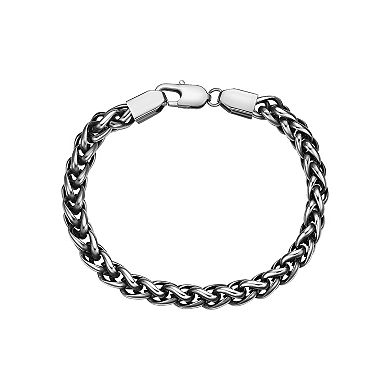 Men's LYNX Antiqued Ion-Plated Stainless Steel Wheat Chain Bracelet