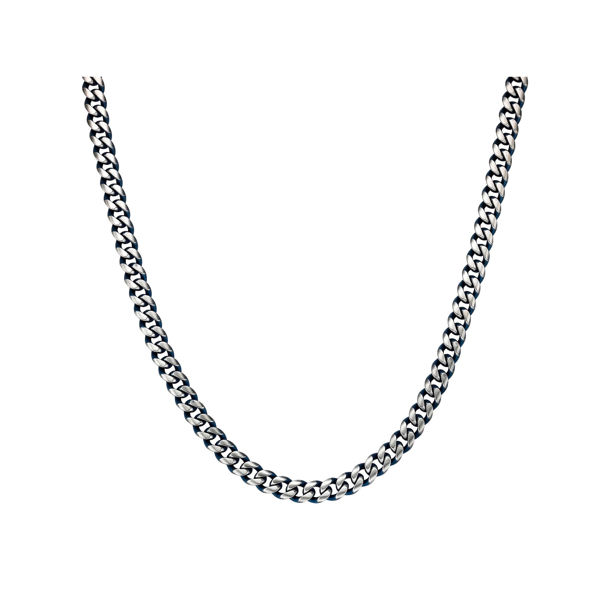 Mens LYNX Blue Ion-Plated Stainless Steel 5mm Curb Link Chain Necklace, S