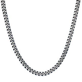 Men's LYNX Blue Ion-Plated Stainless Steel 5mm Curb Link Chain Necklace