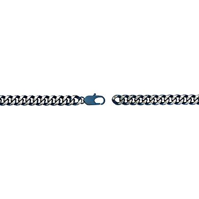 Men's LYNX Blue Ion-Plated Stainless Steel 5mm Curb Link Chain Necklace