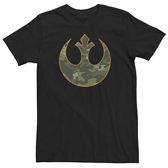 Big & Tall Star Wars Rebel Alliance Green Camo Orange Outline Crest Tee