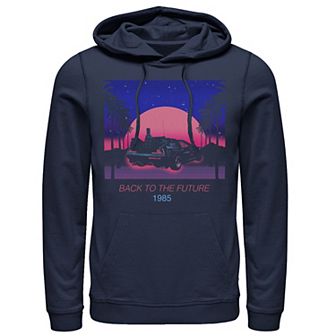 Men's Back To The Future 1985 Neon Delorean Sunset Hoodie