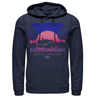 Men's Back To The Future 1985 Neon Delorean Sunset Hoodie