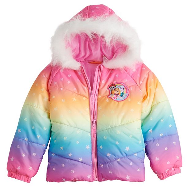 Toddler Girl Dreamwave Paw Puffer Patrol Jacket Rainbow