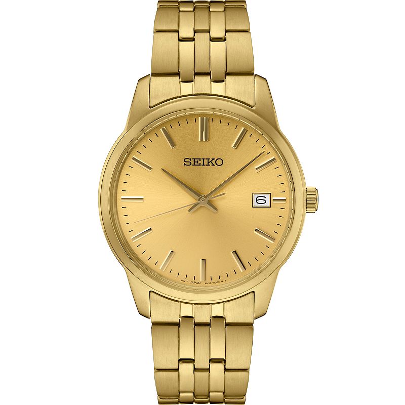 Seiko Mens Essential Gold Tone Stainless Steel Link Watch - SUR442, Size: 
