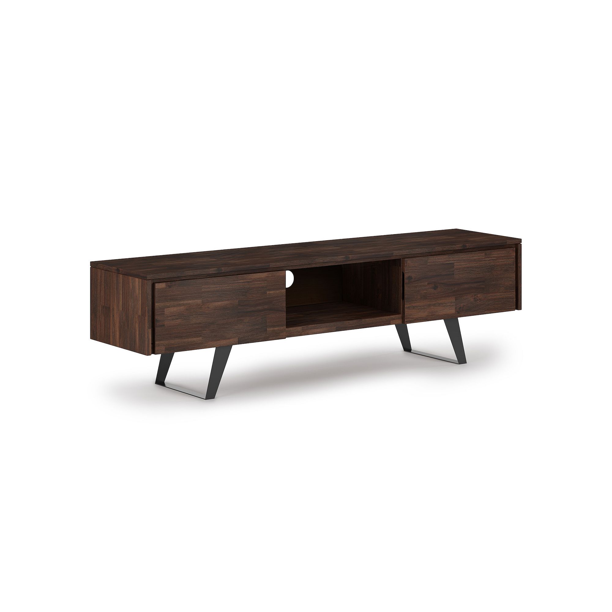 Simpli Home Lowry 72-inch TV Media Stand, Distressed Brown