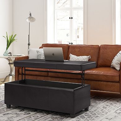 Simpli Home Avalon Rectangular Storage Ottoman