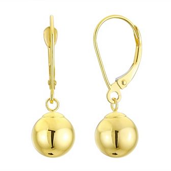 Forever 14K Dangle Ball Leverback Drop Earrings