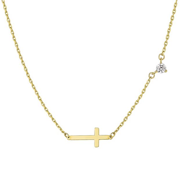 Gold sideways hot sale cross necklace