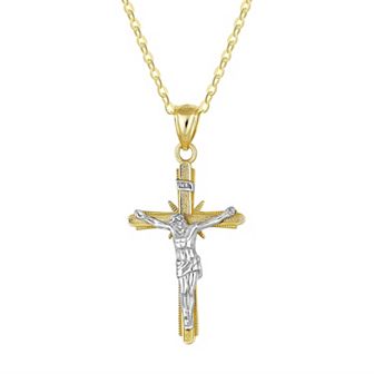 Taylor Grace 10k Two Tone Crucifix Pendant Necklace