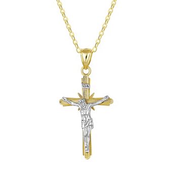 Taylor Grace 10k Two Tone Crucifix Pendant Necklace