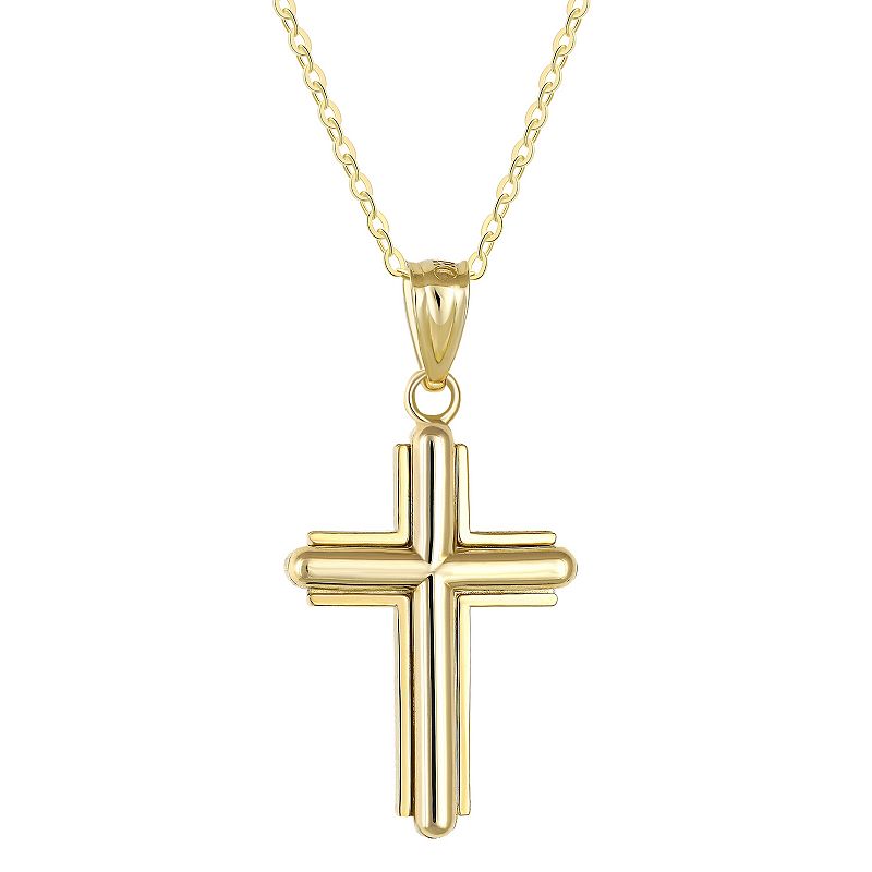 Taylor Grace 10k Gold Beveled Cross Pendant Necklace, Womens, Size: 18