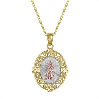 Forever 14K Guadalupe Medal Pendant Necklace