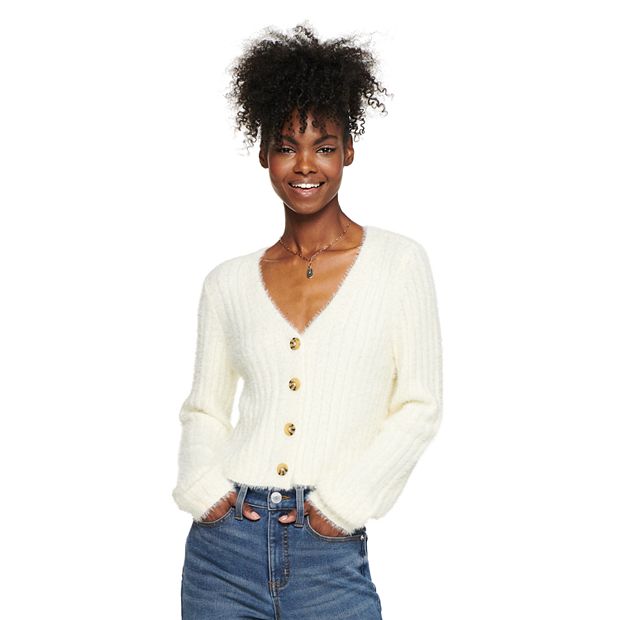 Juniors' SO® Fuzzy Cropped Cardigan