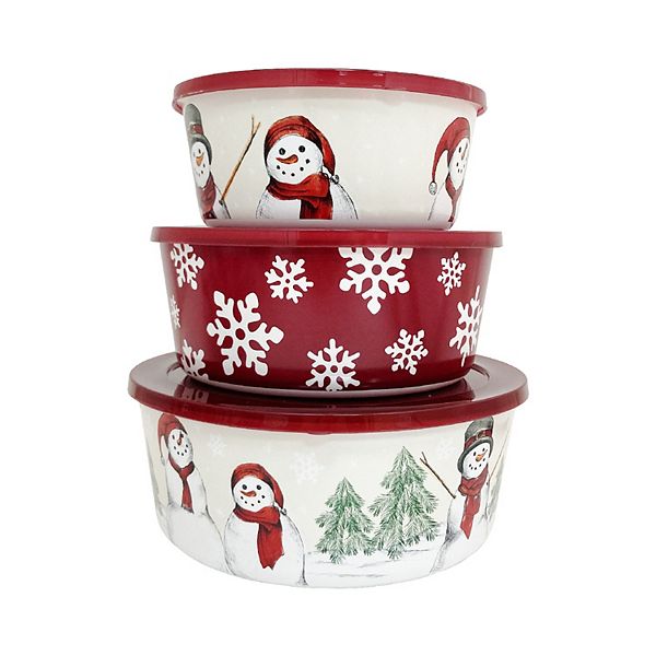 CGT Christmas Plastic Food Storage Containers with Lids Winter