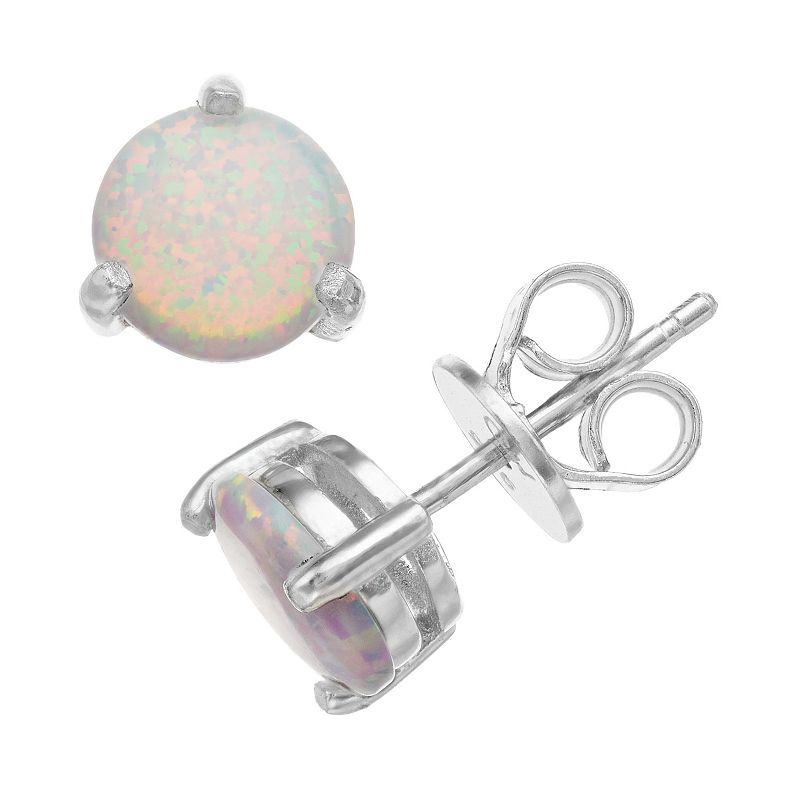 RADIANT GEM Lab-Created Opal Birthstone Stud Earrings, Womens, White