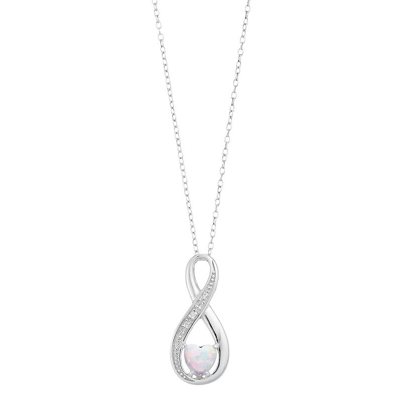 RADIANT GEM Lab-Created Opal & Diamond Accent Birthstone Pendant Necklace,