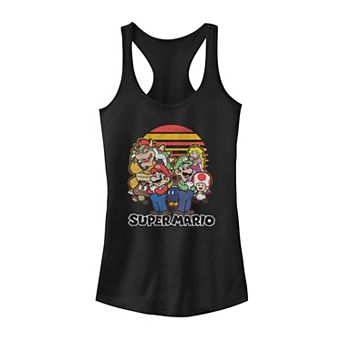 Juniors' Super Mario Retro Sunset Group Shot Tank Top