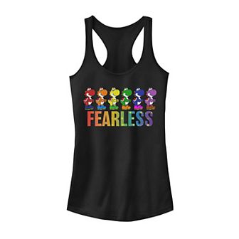 Juniors' Super Mario Pride Yoshi Fearless Rainbow Line Up Tank Top