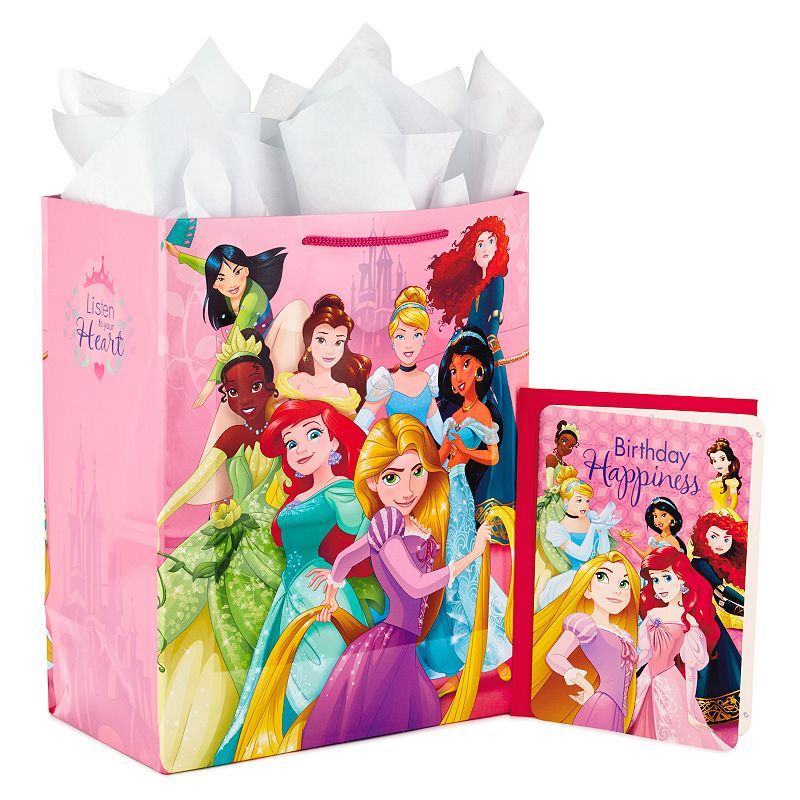 Hallmark Large Disney Princess Gift Bag with Birthday Card & Tissue Paper, 