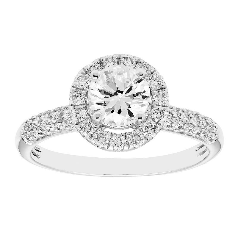 14k White Gold 1 1/4 Carat T.W. Certified Diamond Engagement Ring, Womens,