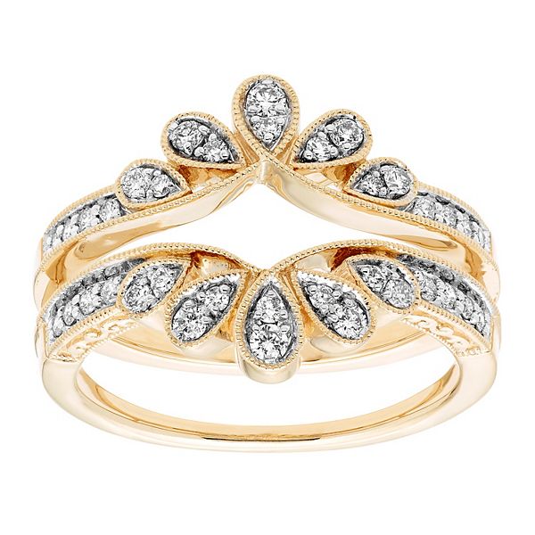 The Regal Collection 14k Gold 1/3 Carat T.W. Certified Diamond Enhancer Wedding Band - 14k Gold (6)