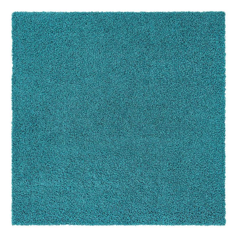 Unique Loom Solid Shag Collection Modern Plush Rug, Blue, 8Ft Rnd