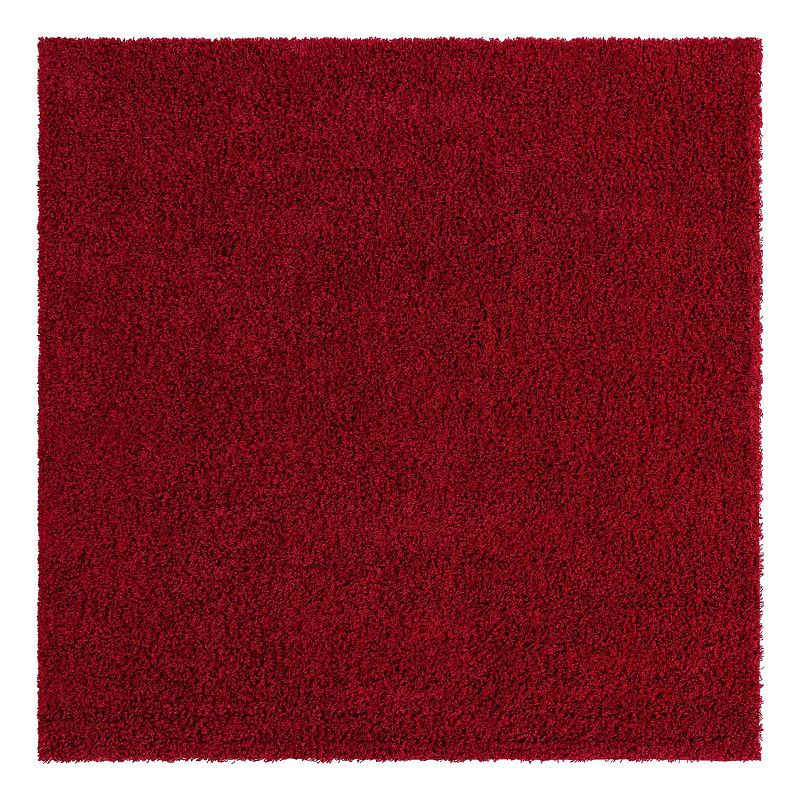Unique Loom Solid Shag Collection Modern Plush Rug, Red, 9X12 Ft