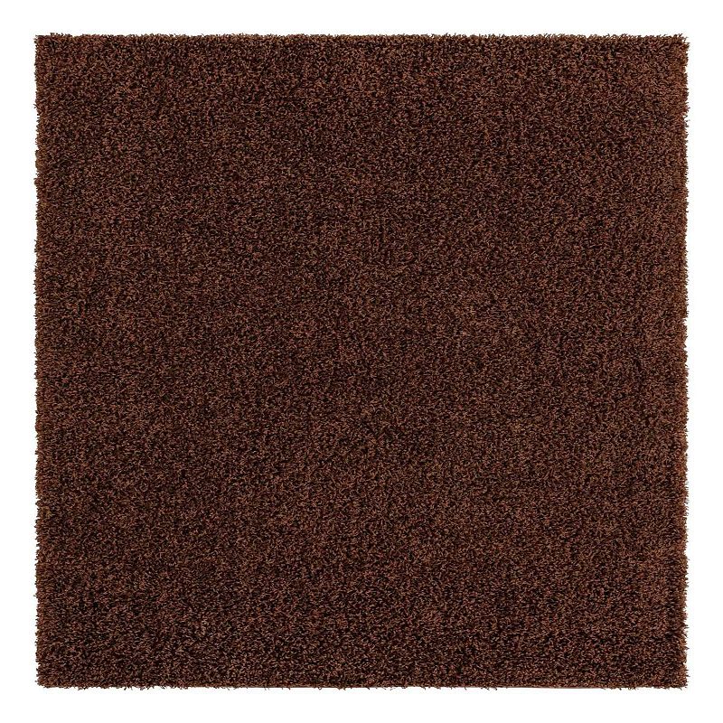 Unique Loom Solid Shag Collection Modern Plush Rug, Brown, 3X16 Ft