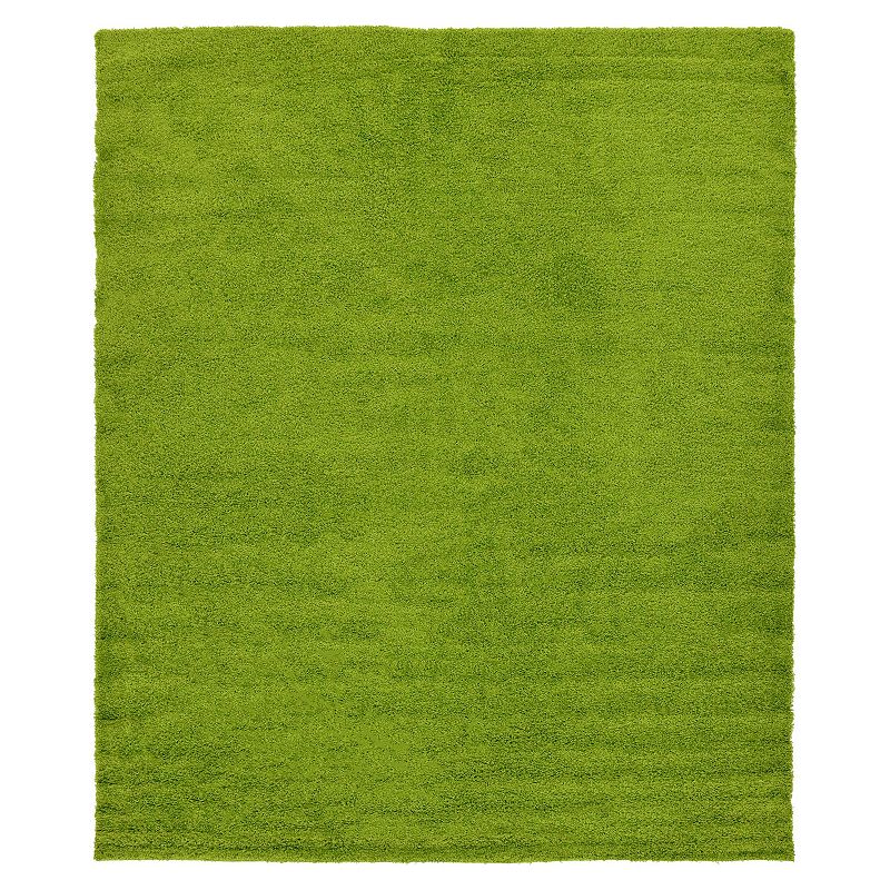 Unique Loom Solid Shag Collection Modern Plush Rug, Green, 7Ft Rnd