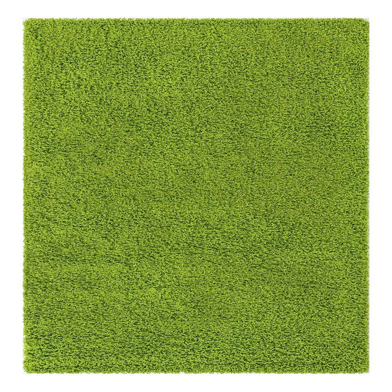 Unique Loom Solid Shag Collection Modern Plush Rug, Green, 3X16 Ft