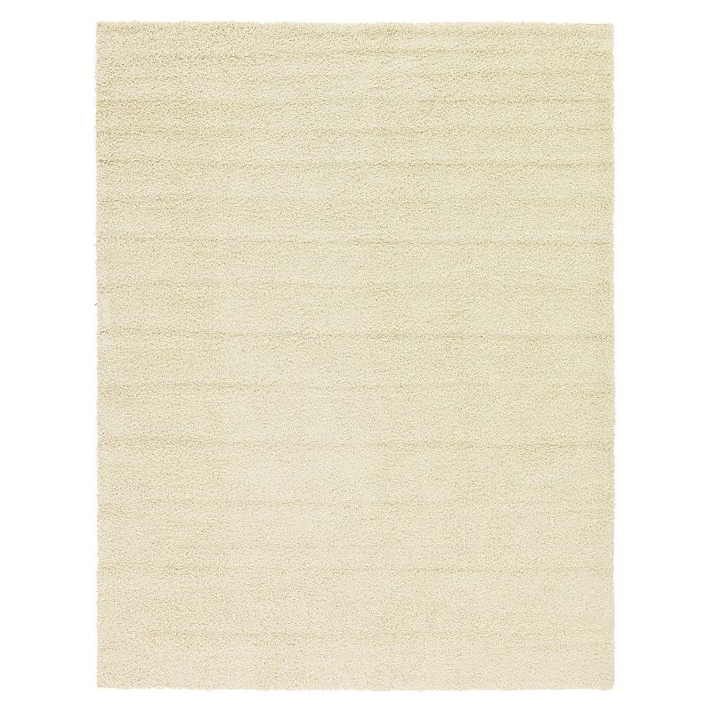 Unique Loom Solid Shag Collection Modern Plush Rug, White, 10X13 Ft