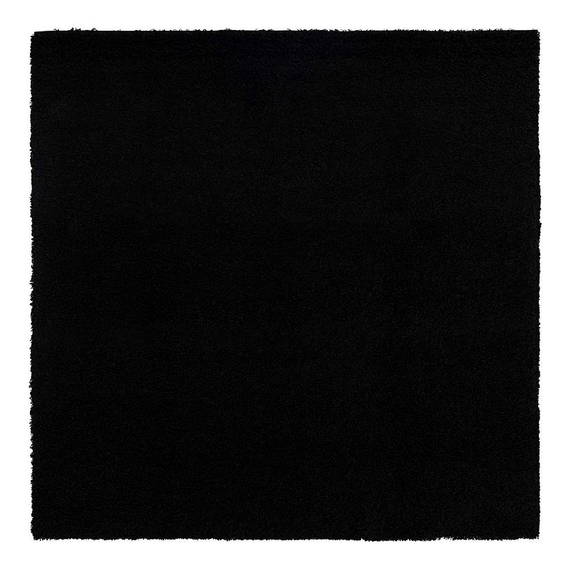 Unique Loom Solid Shag Collection Modern Plush Rug, Black, 3X16 Ft