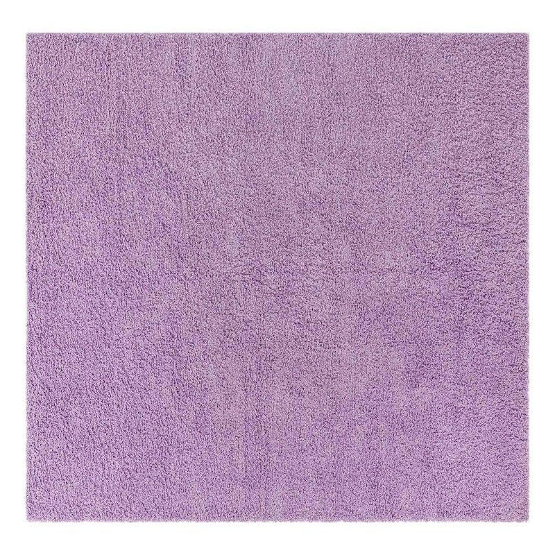 Unique Loom Solid Shag Collection Modern Plush Rug, Purple, 7Ft Rnd