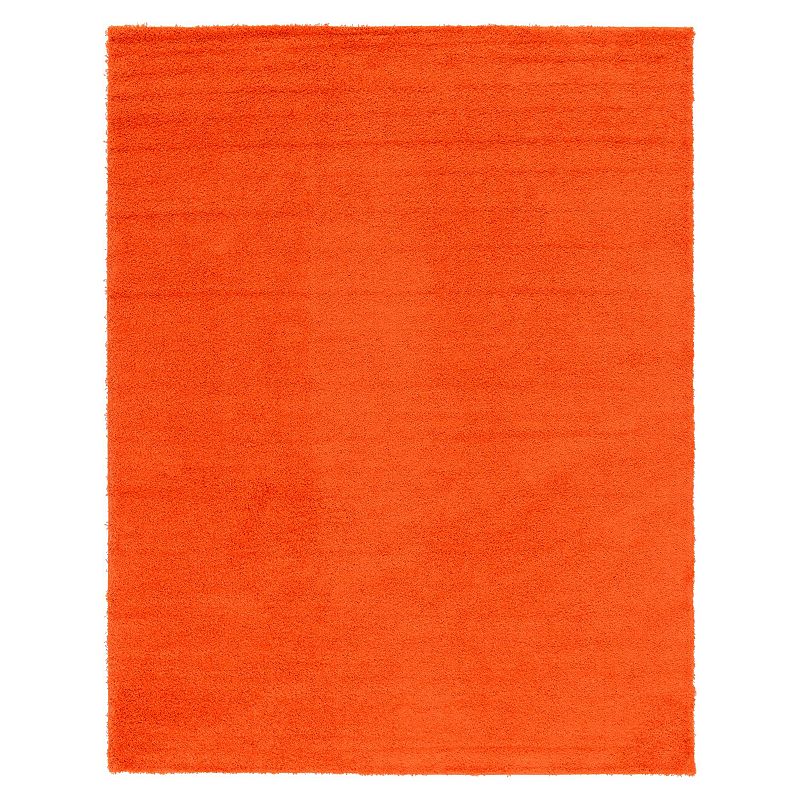 Unique Loom Solid Shag Collection Modern Plush Rug, Orange, 10X13 Ft