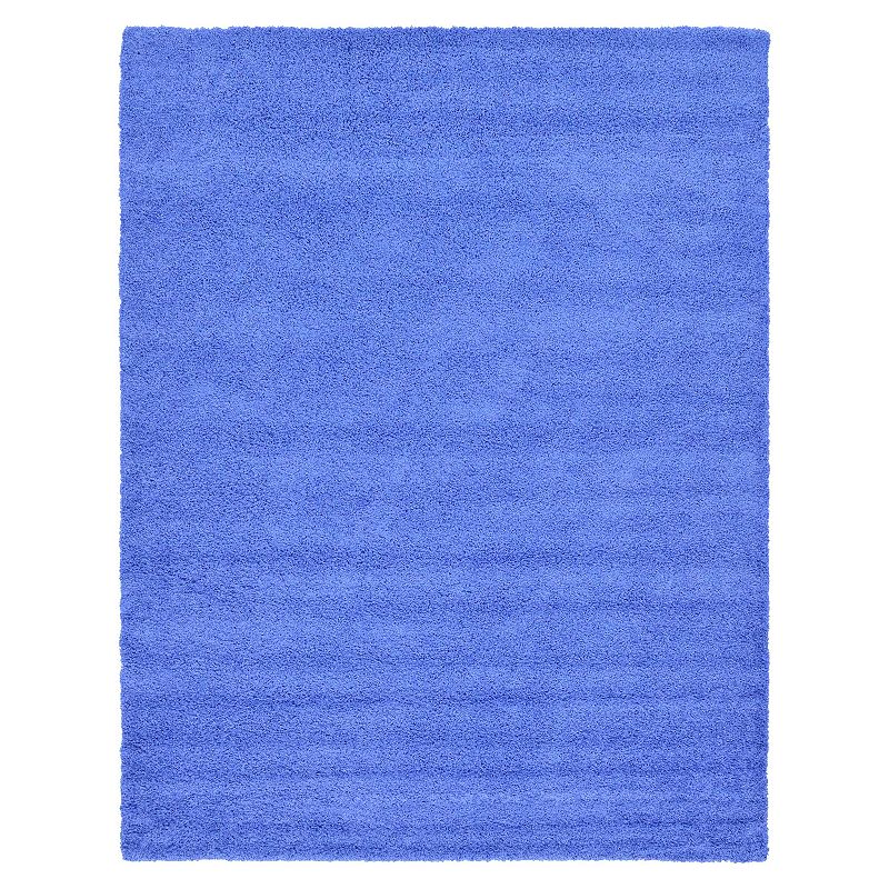 Unique Loom Solid Shag Collection Modern Plush Rug, Blue, 9X12 Ft