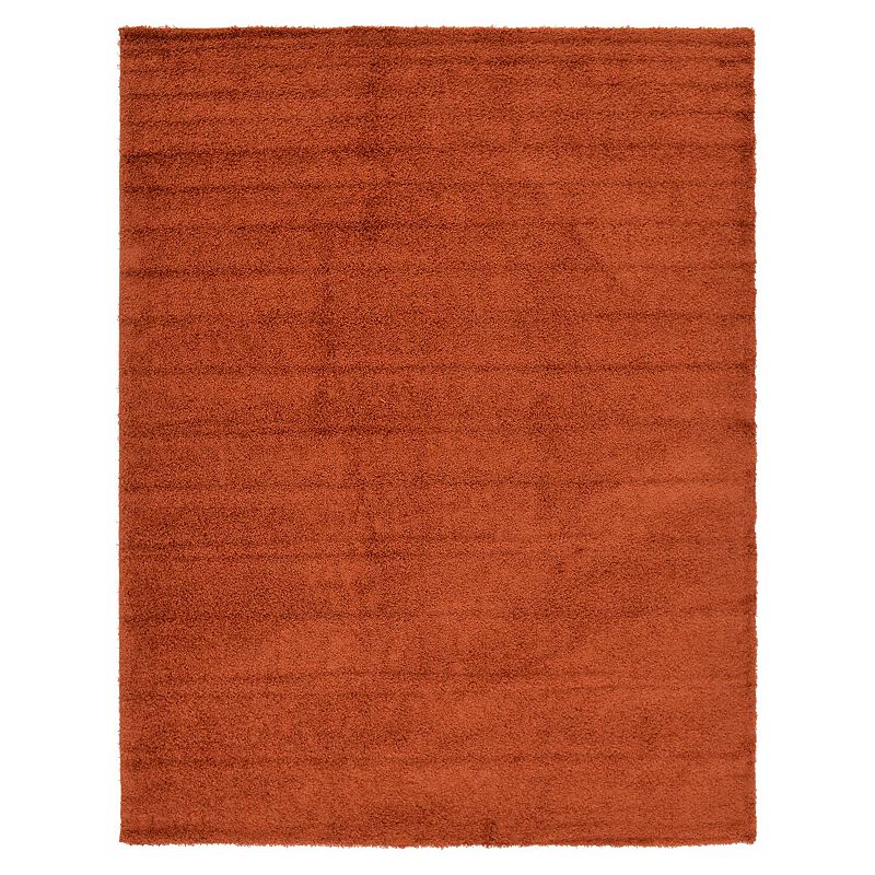 Unique Loom Solid Shag Collection Modern Plush Rug, Orange, 10X13 Ft